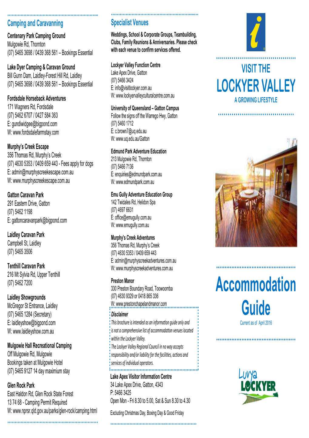Visitor Information Centre Lockyer Valley Accommodation Guide