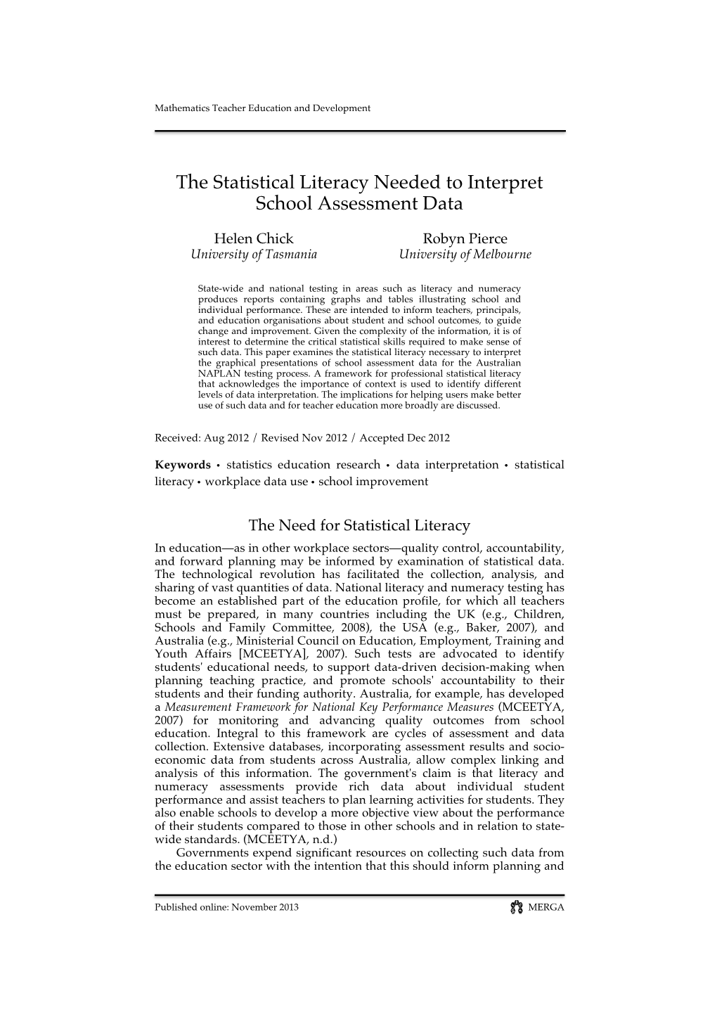 The Statistical Literacy Needed to Interpret School Assessment Data