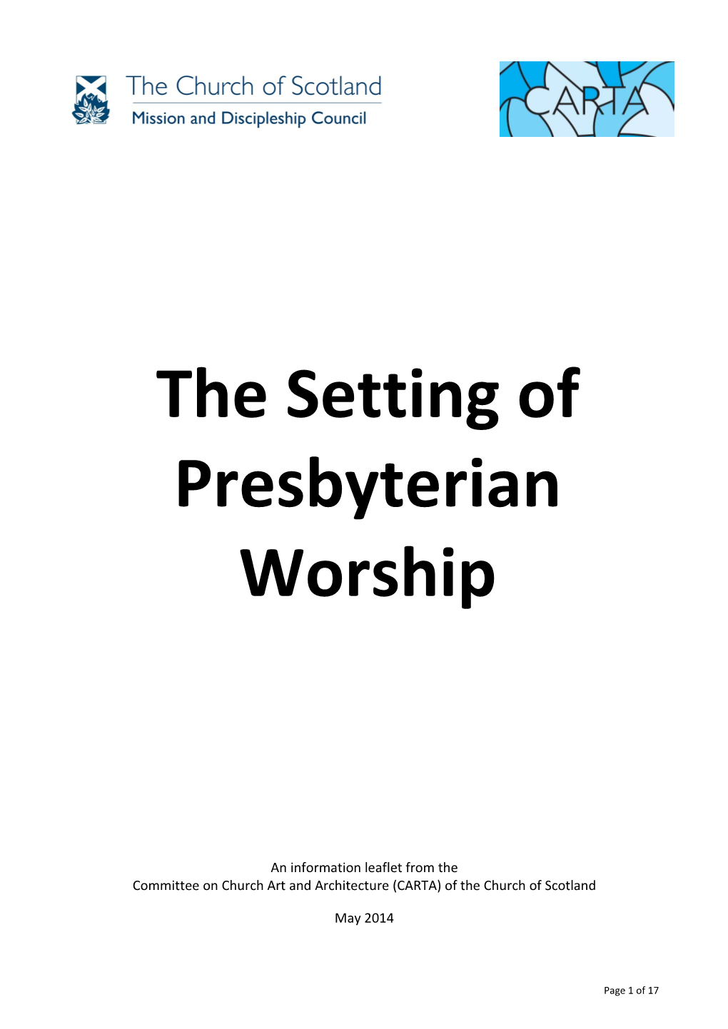 The Setting of Presbyterian Worship