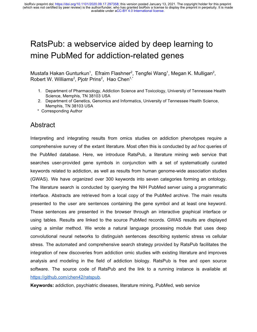 A Webservice Aided by Deep Learning to Mine Pubmed for Addiction-Related Genes