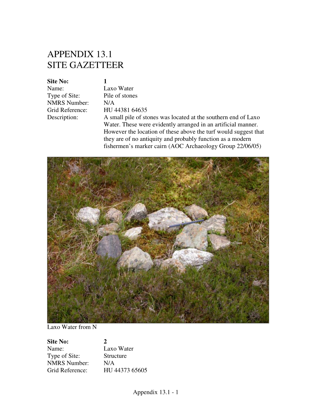 Appendix 13.1 Site Gazetteer