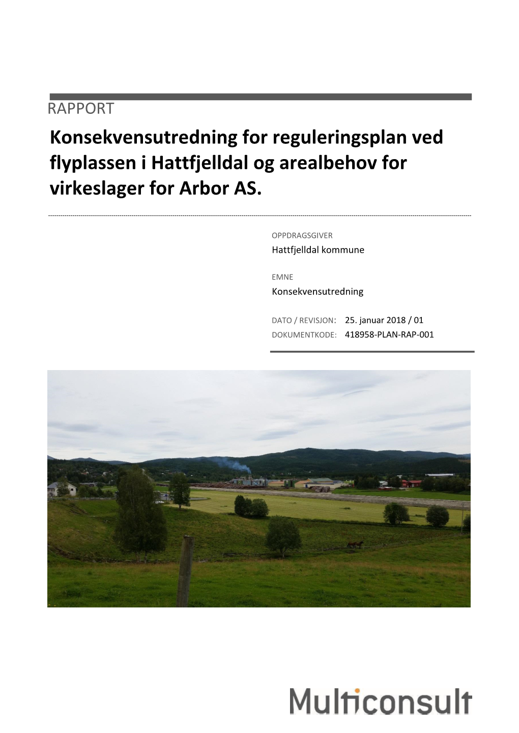 RAPPORT Konsekvensutredning for Reguleringsplan Ved Flyplassen I Hattfjelldal Og Arealbehov for Virkeslager for Arbor AS