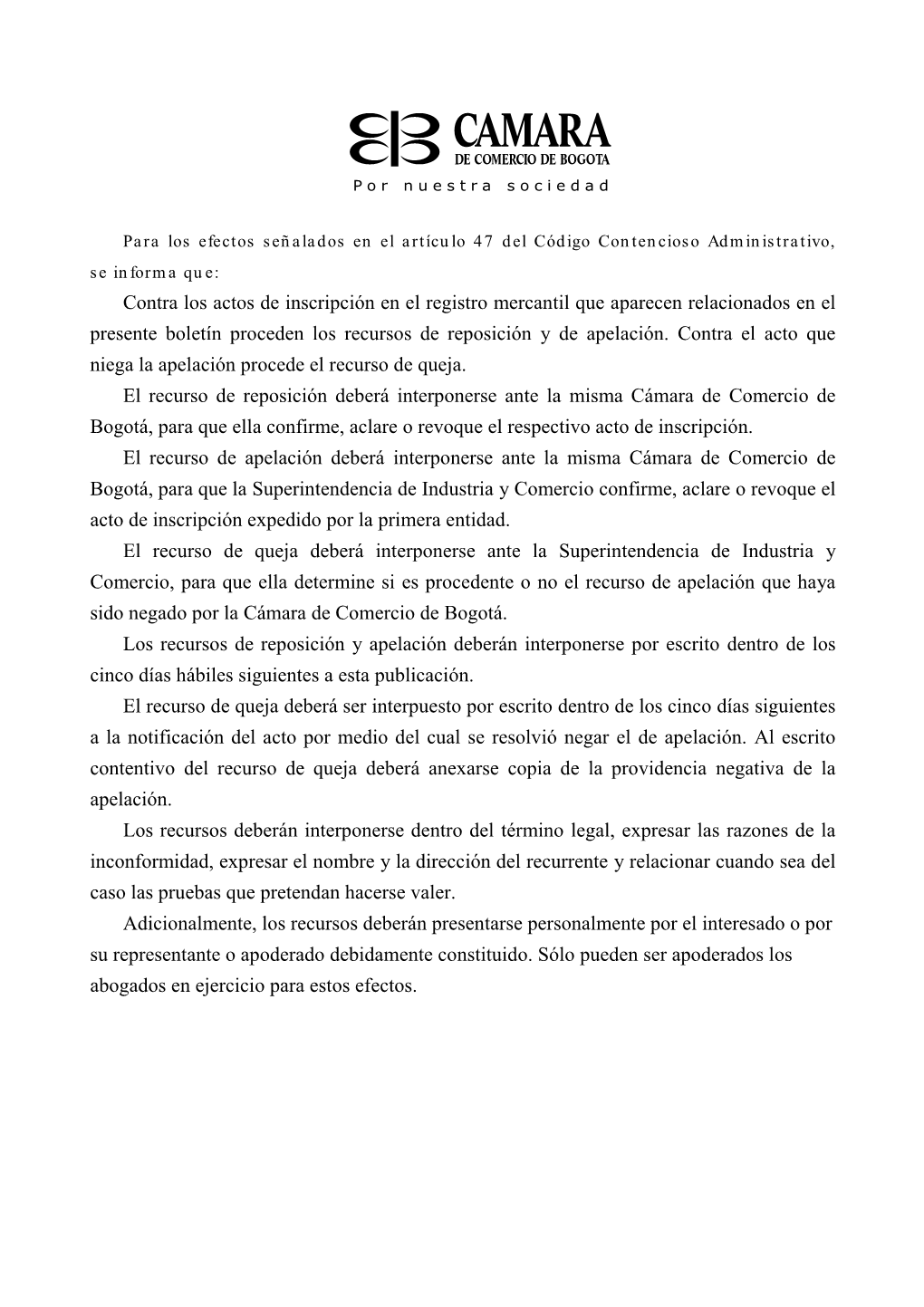 E-Mail: Serviciocliente@Ccb.Org.Co Boletín De Registros No