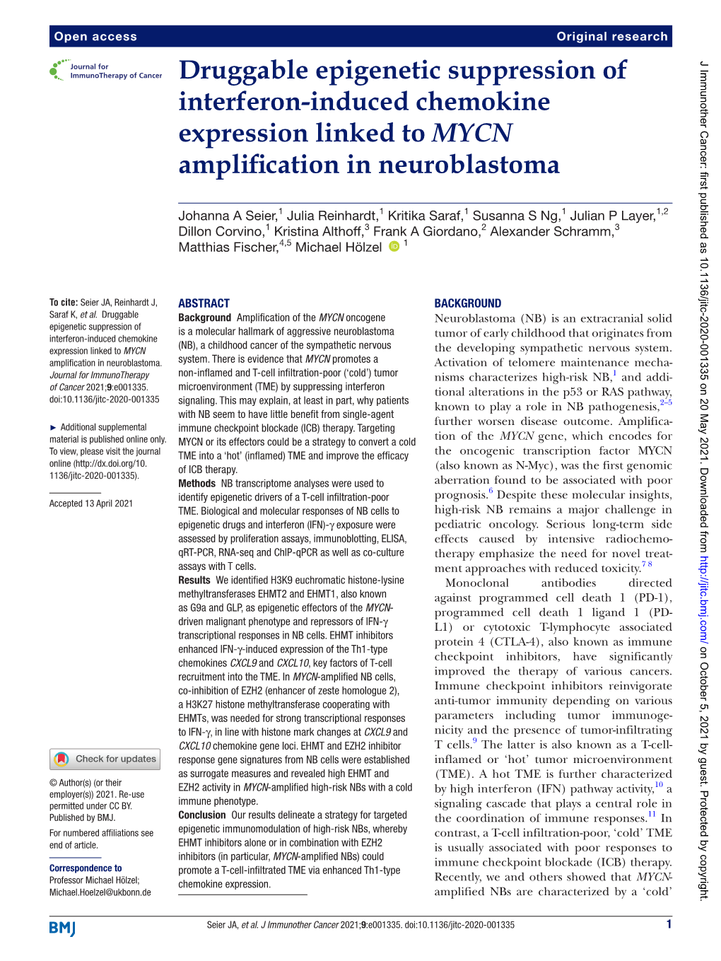 Druggable Epigenetic Suppression of Interferon-Induced Chemokine