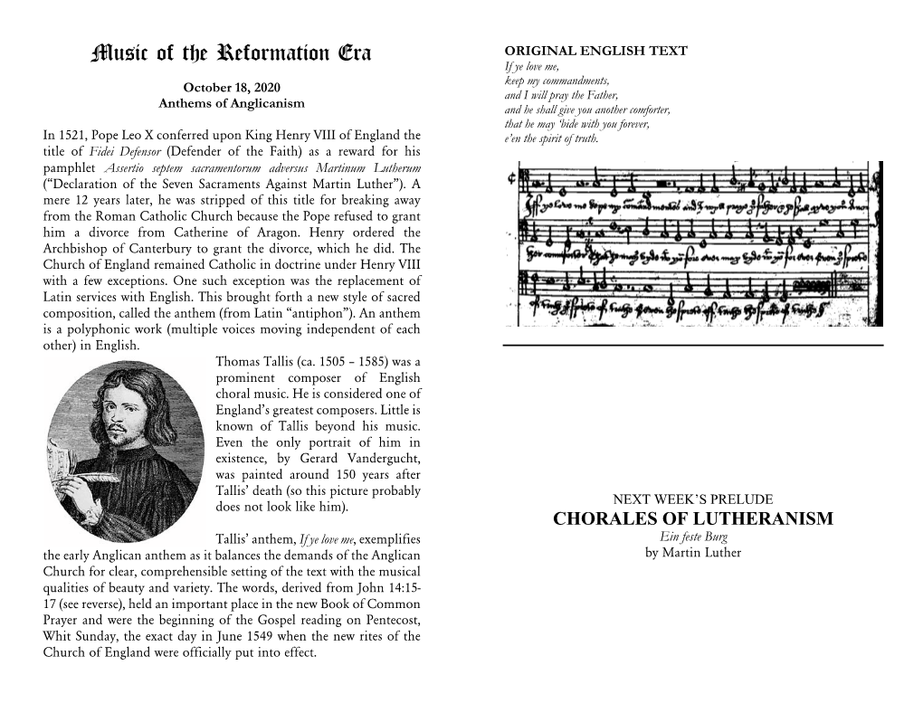 Music of the Reformation