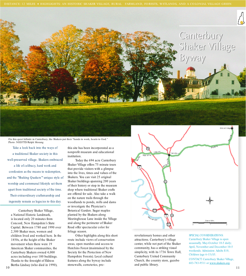 Canterbury Shaker Village Scenic Byway OPEN