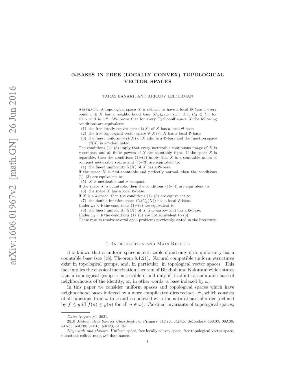 $\Mathfrak G $-Bases in Free (Locally Convex) Topological Vector Spaces