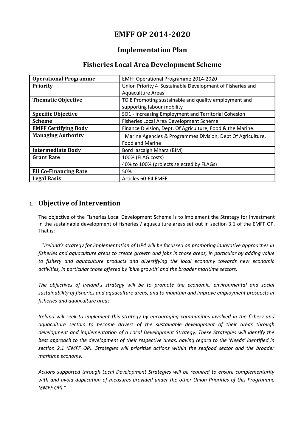 Fisheries Local Area Development Scheme