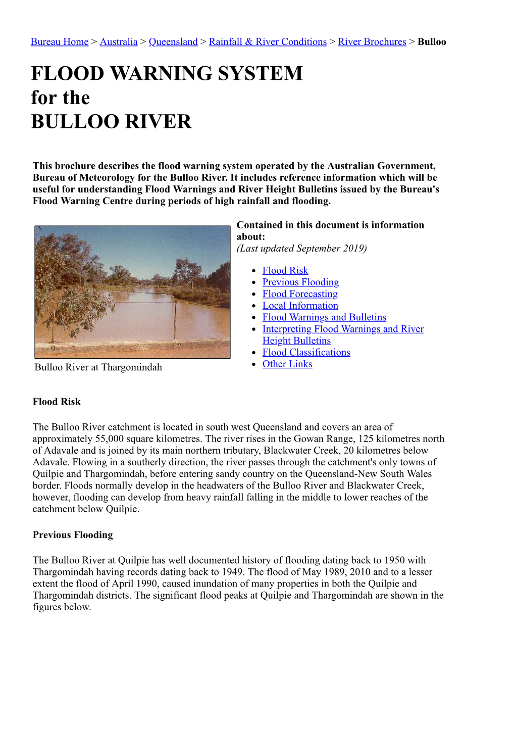 FLOOD WARNING SYSTEM for the BULLOO RIVER