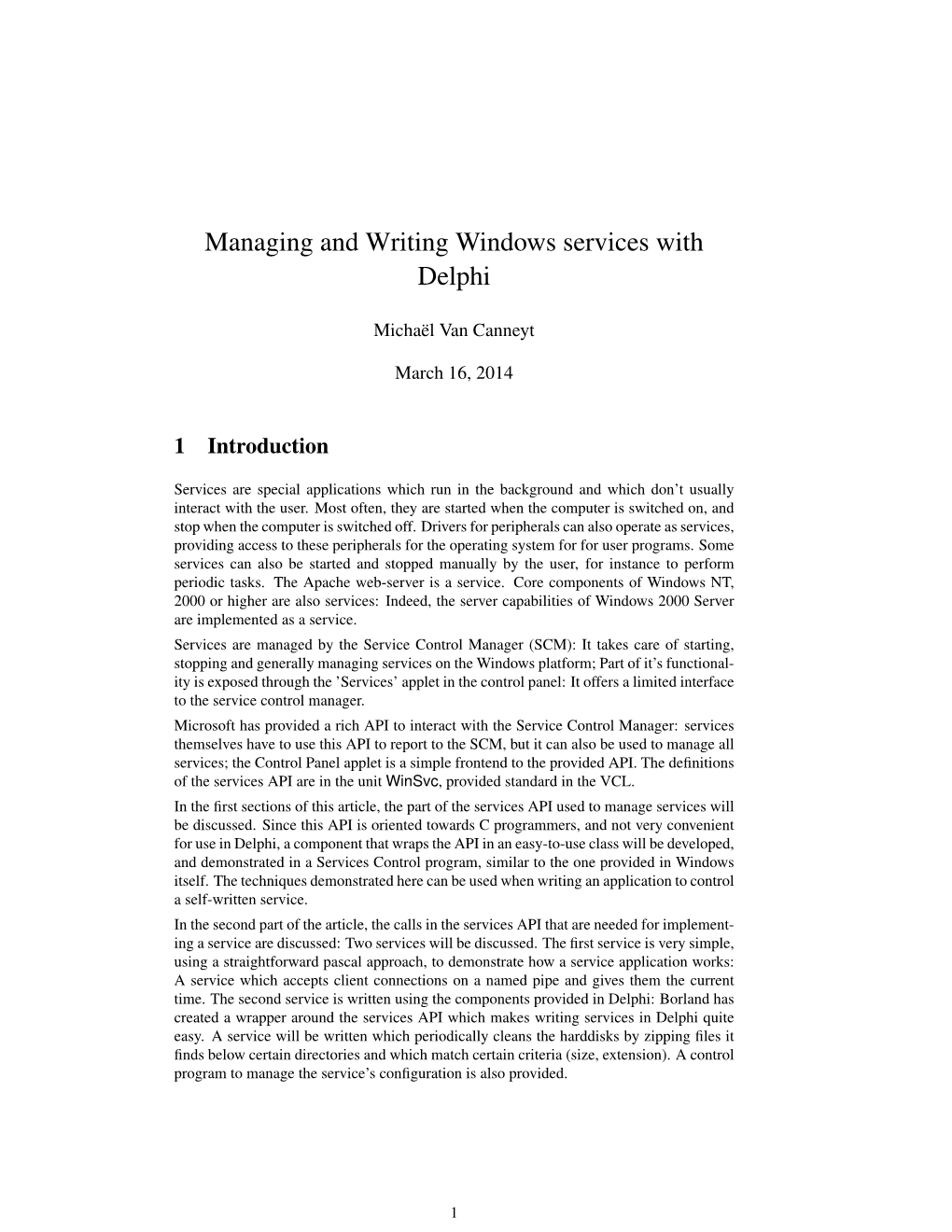 Managing and Writing Windows Services with Delphi