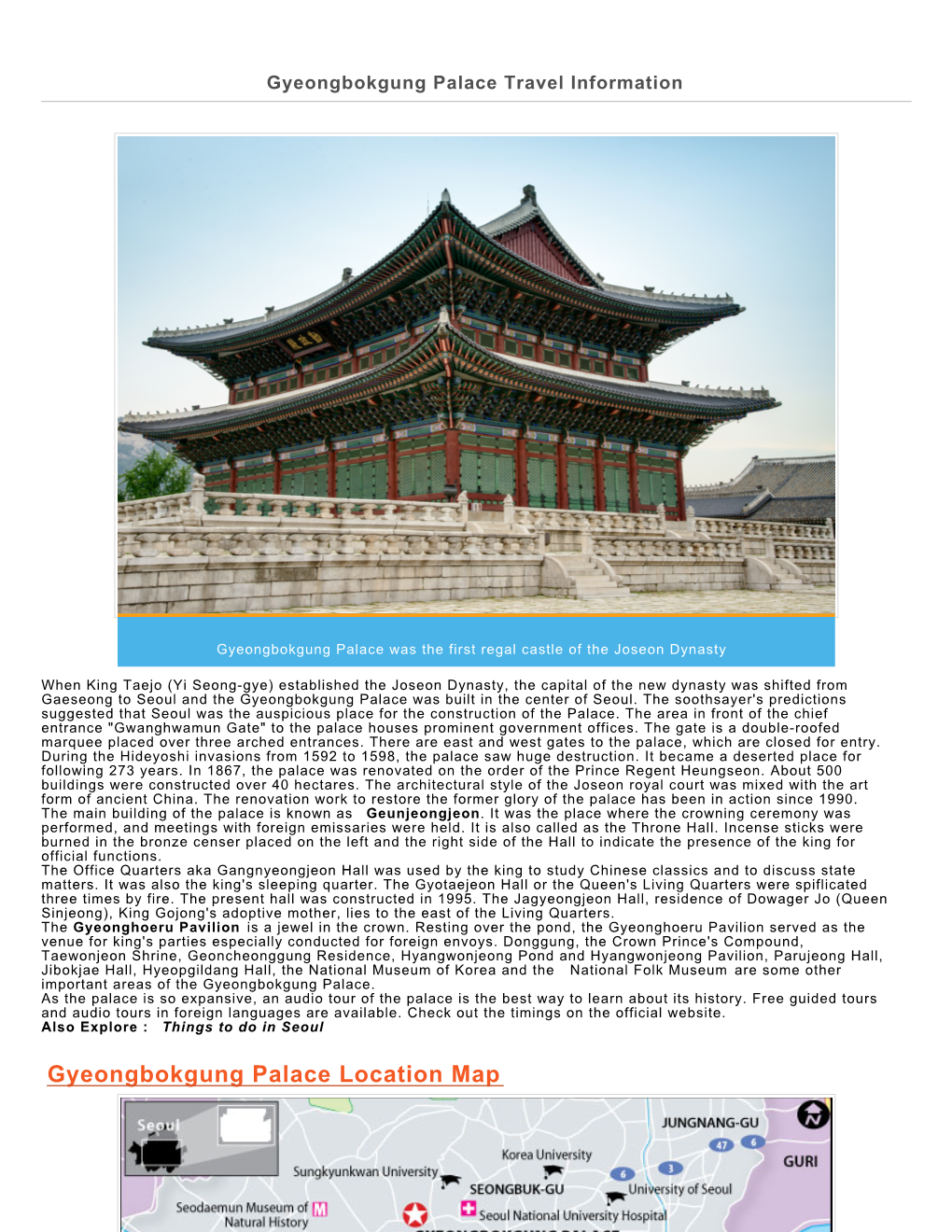 Gyeongbokgung Palace Travel Information