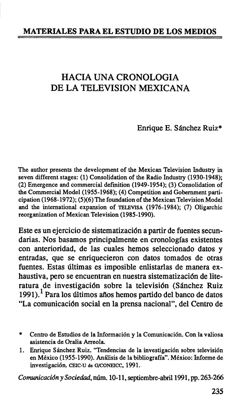 Hacia Una Cronología De La Televisión Mexicana