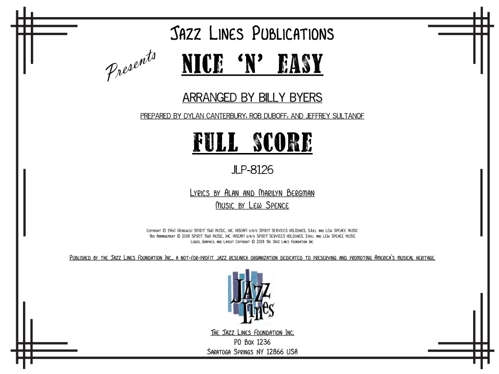 Nice ‘N’ Easy Presents Arranged by Billy Byers