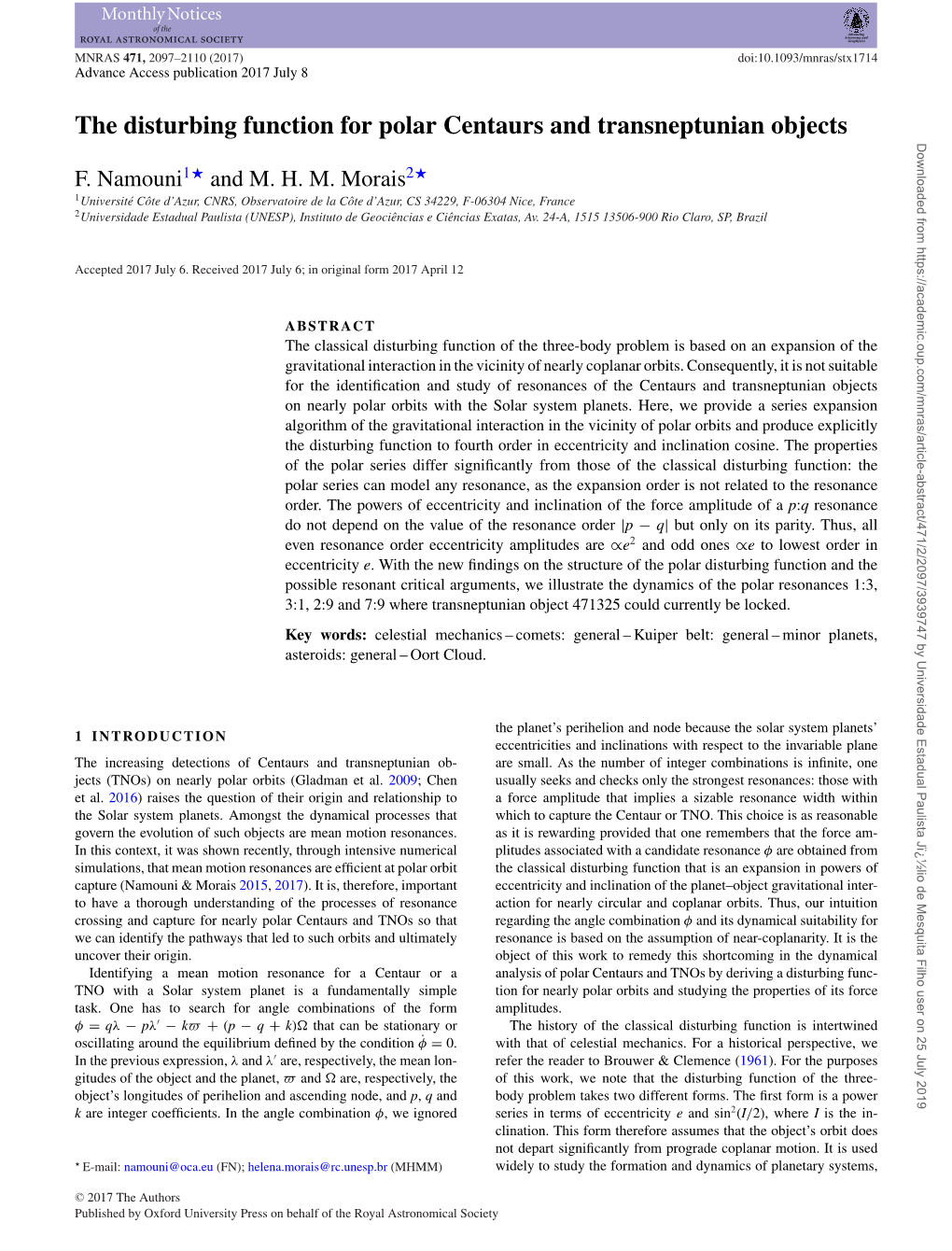 The Disturbing Function for Polar Centaurs and Transneptunian Objects