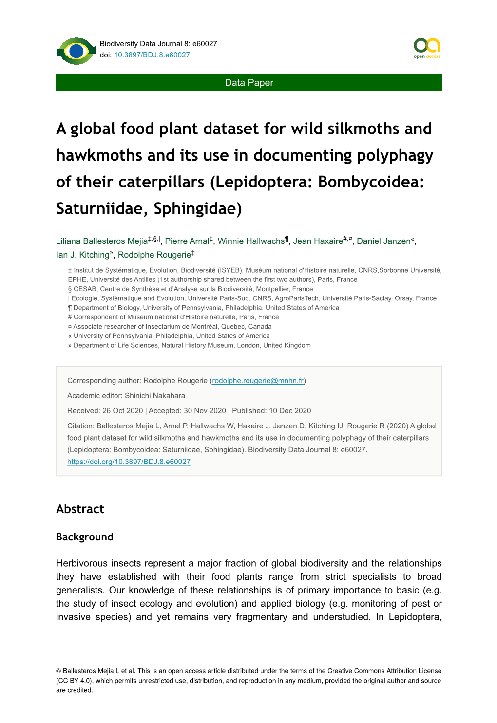 A Global Food Plant Dataset for Wild