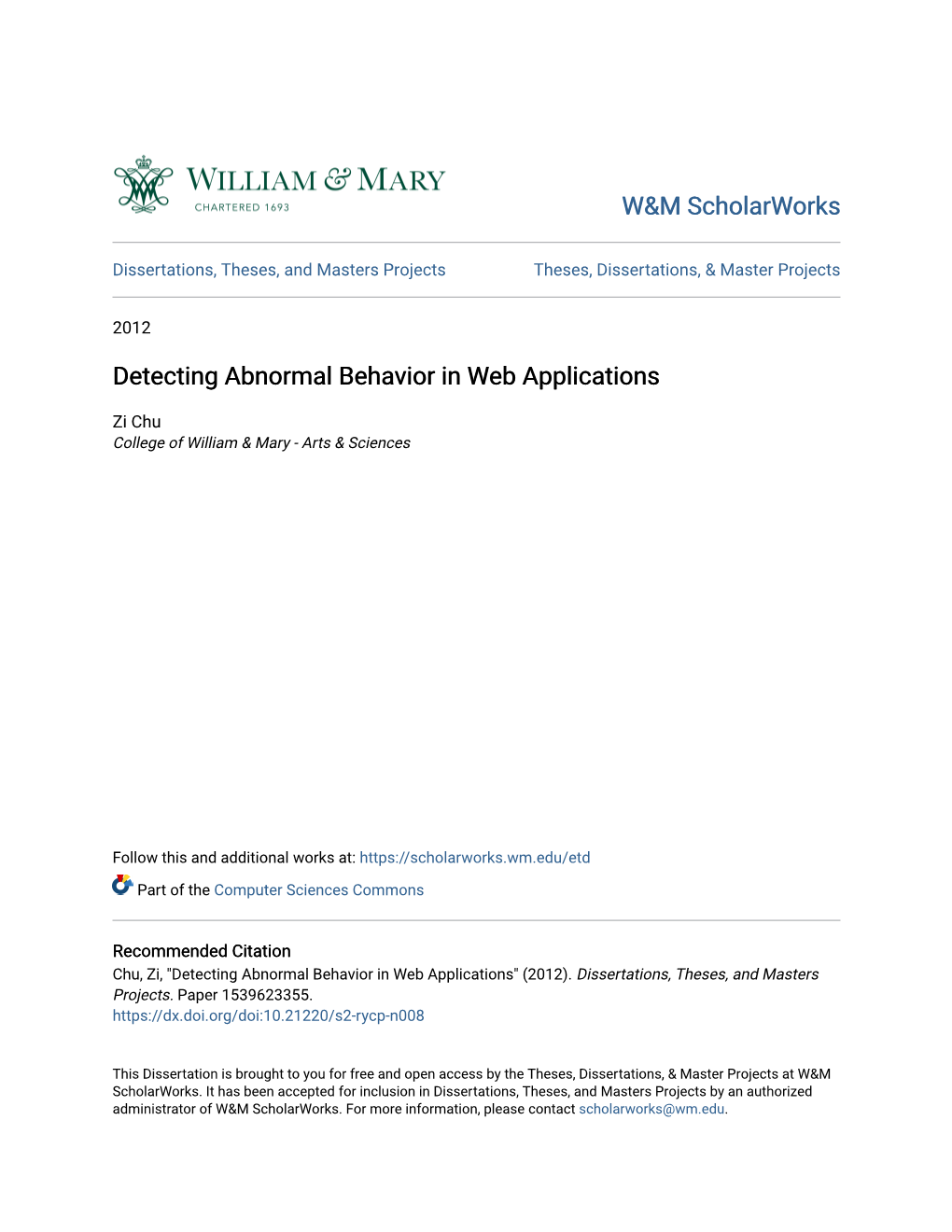 Detecting Abnormal Behavior in Web Applications