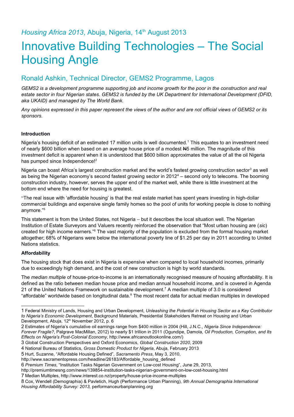 Innovative Building Technologies the Social Housing Angle2