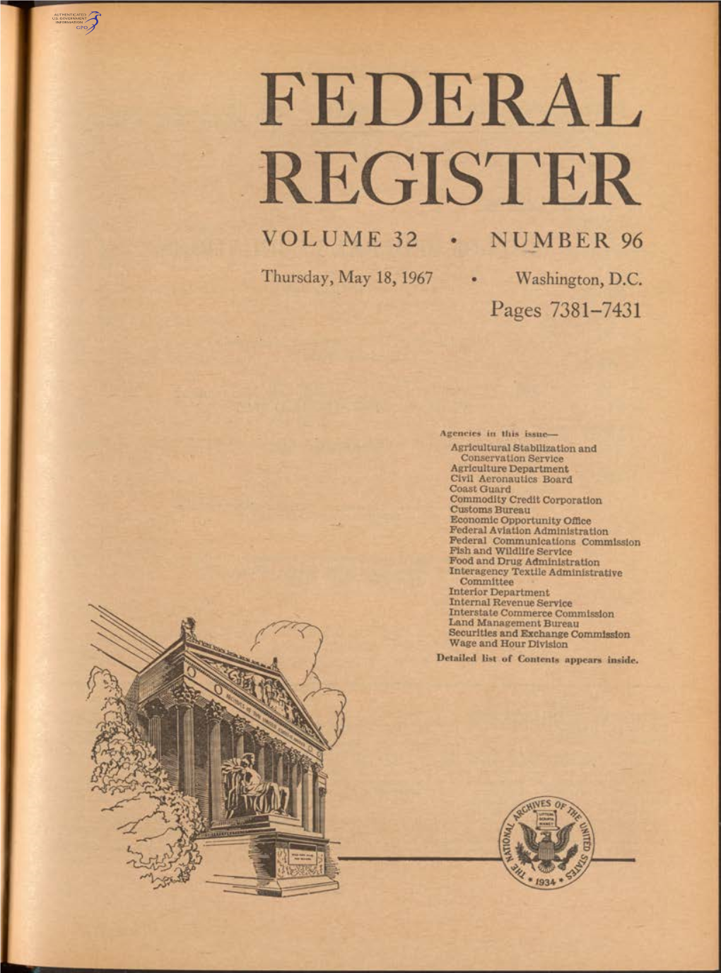 Federal Register Volume 32 • Number 96