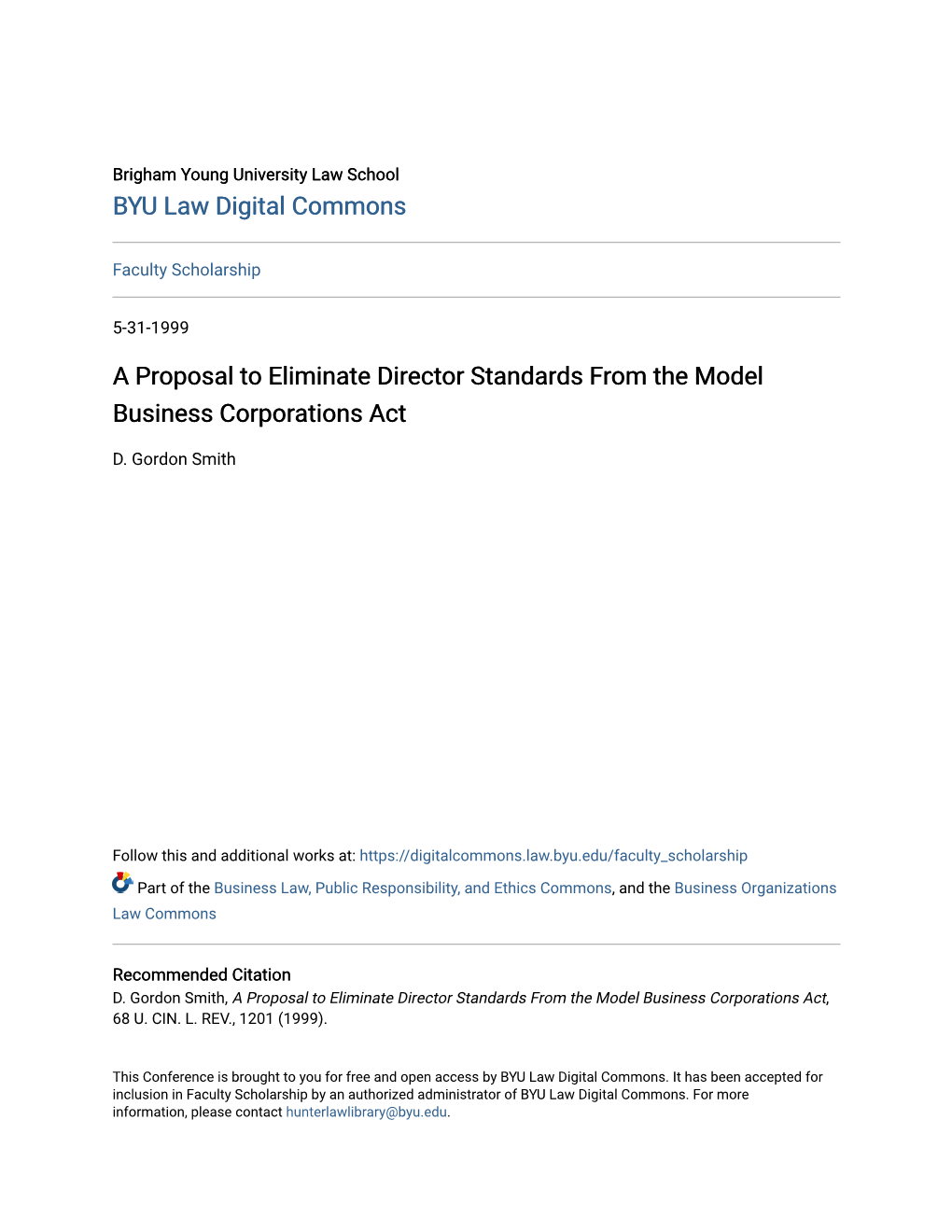 A Proposal to Eliminate Director Standards from the Model Business Corporations Act