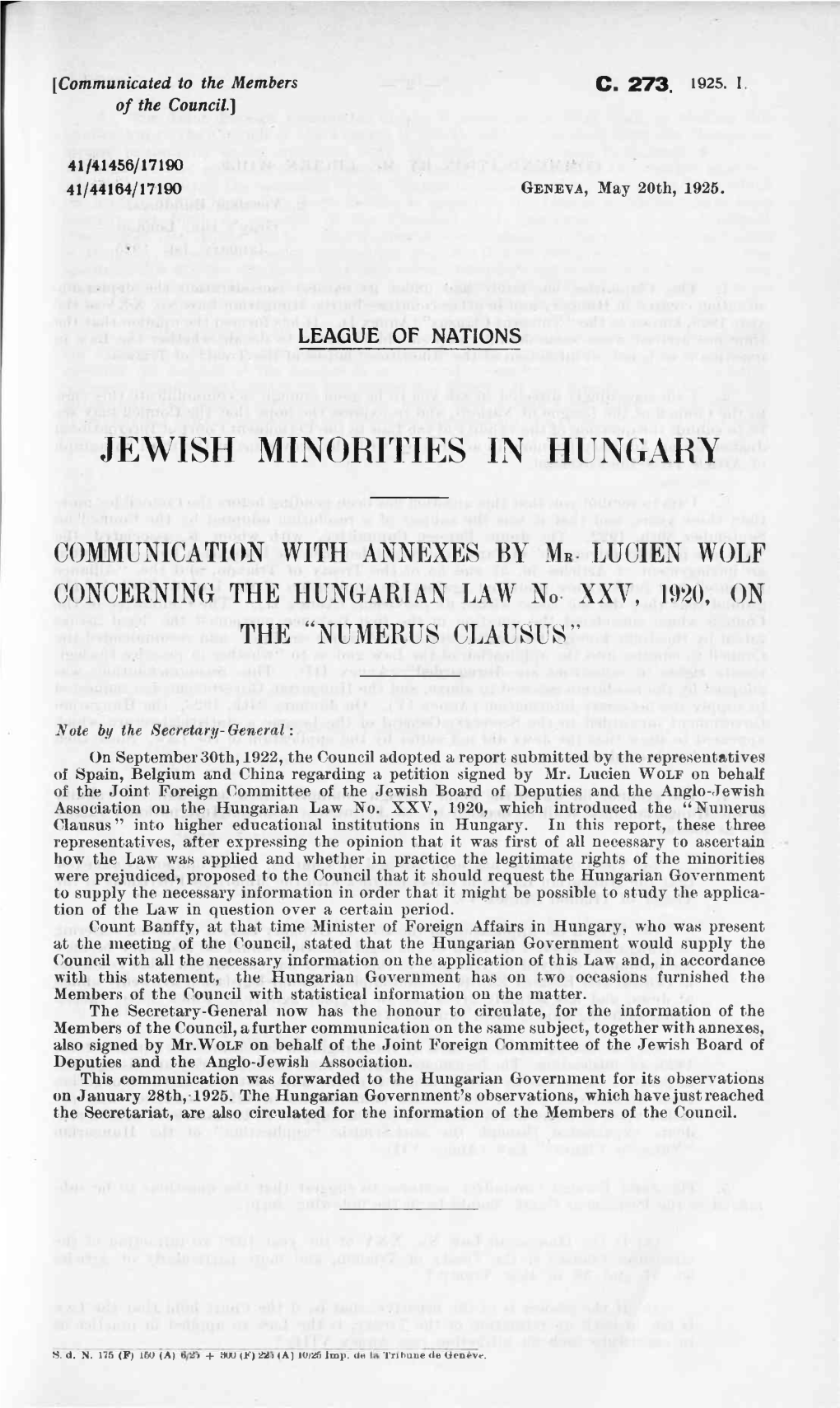 Jewish Minorities in Hungary