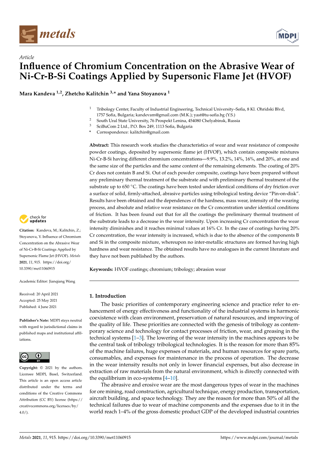 Influence of Chromium Concentration on the Abrasive Wear of Ni-Cr-B-Si