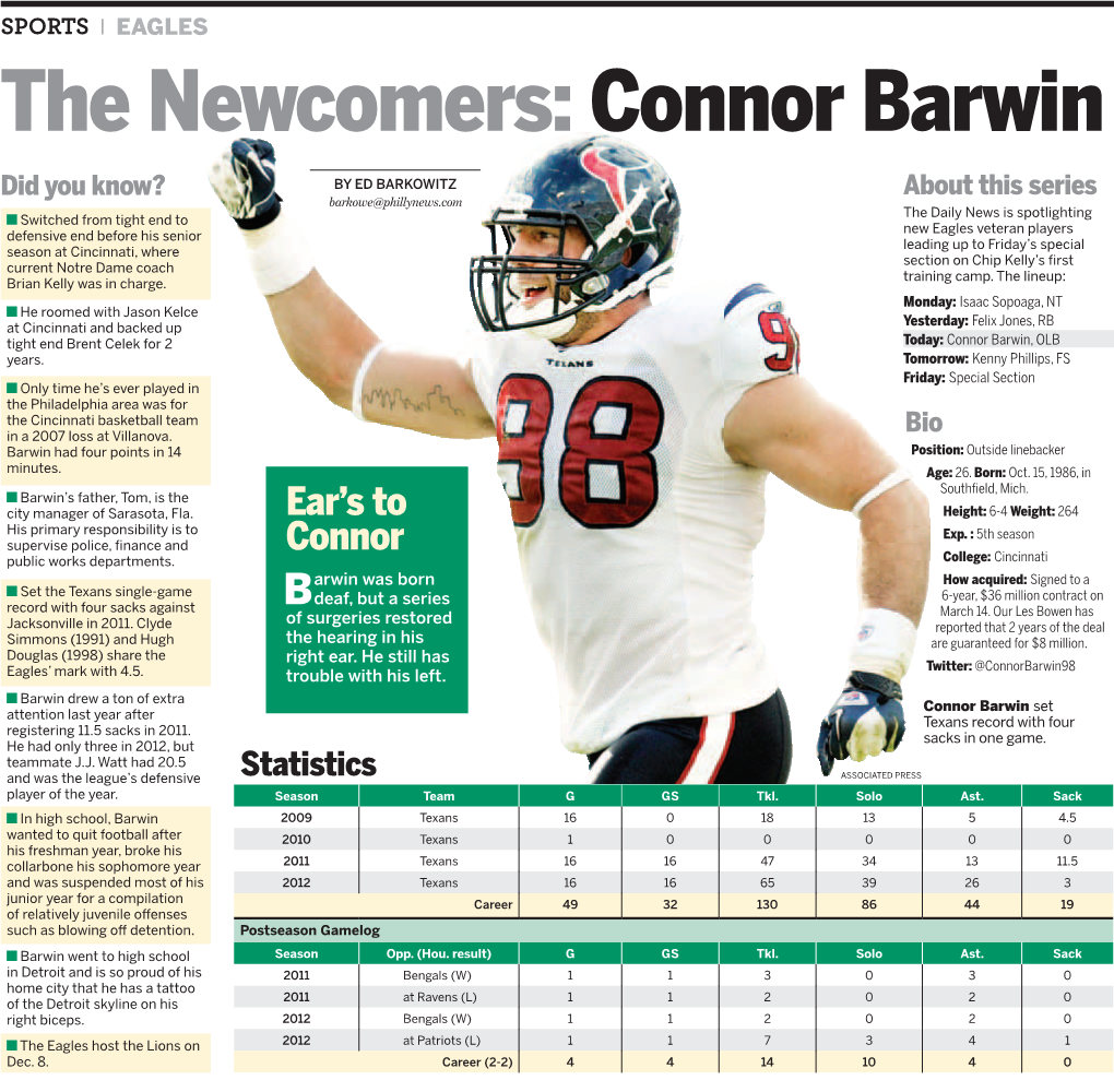 The Newcomers: Connor Barwin