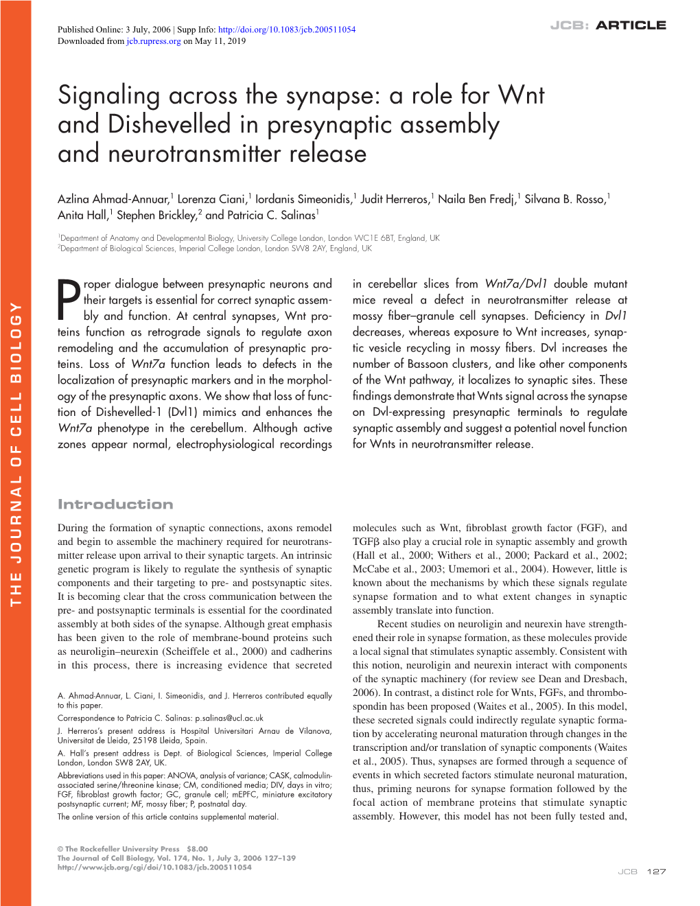 A Role for Wnt and Dishevelled in Presynaptic Assembly And