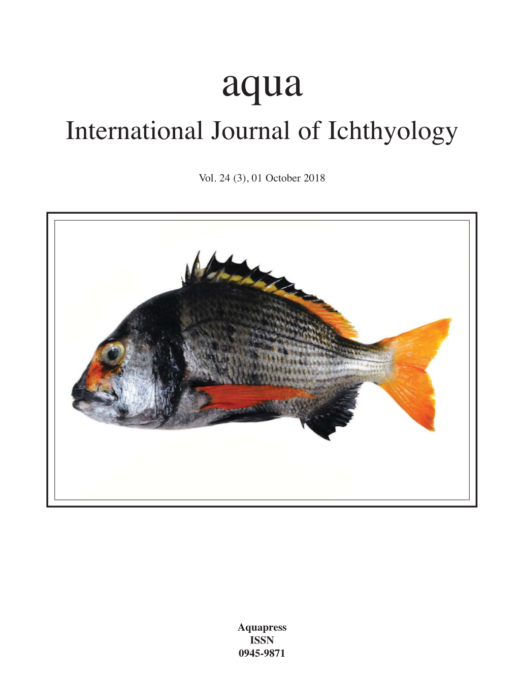 Aqua, International Journal of Ichthyology Aqua, International Journal of Ichthyology