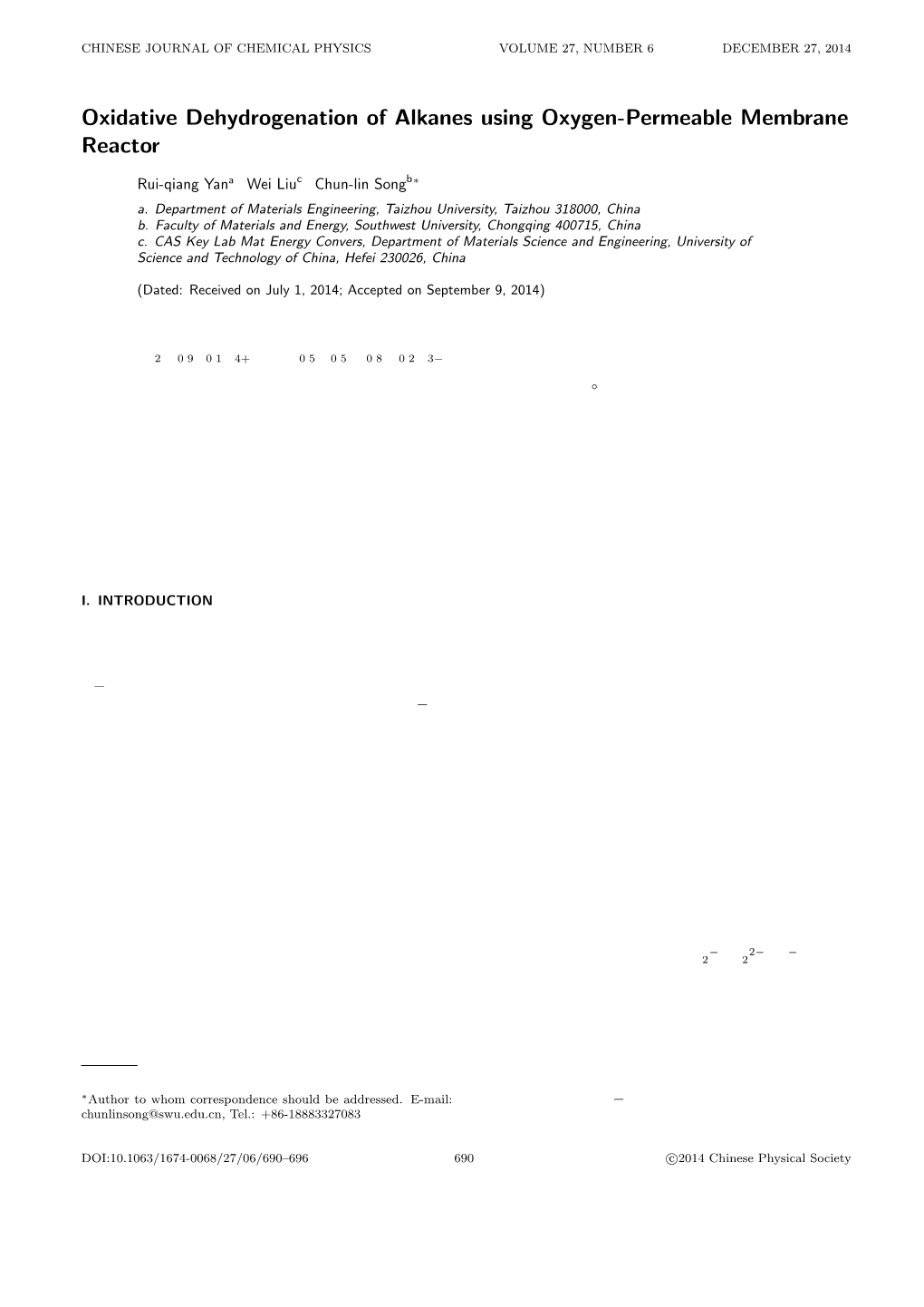 Oxidative Dehydrogenation of Alkanes Using Oxygen-Permeable Membrane Reactor