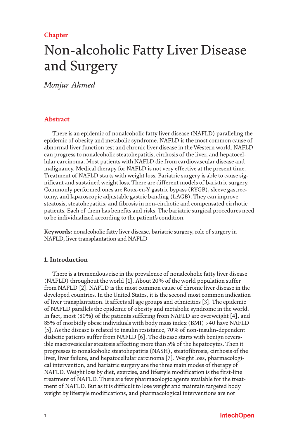 Non-Alcoholic Fatty Liver Disease and Surgery Monjur Ahmed