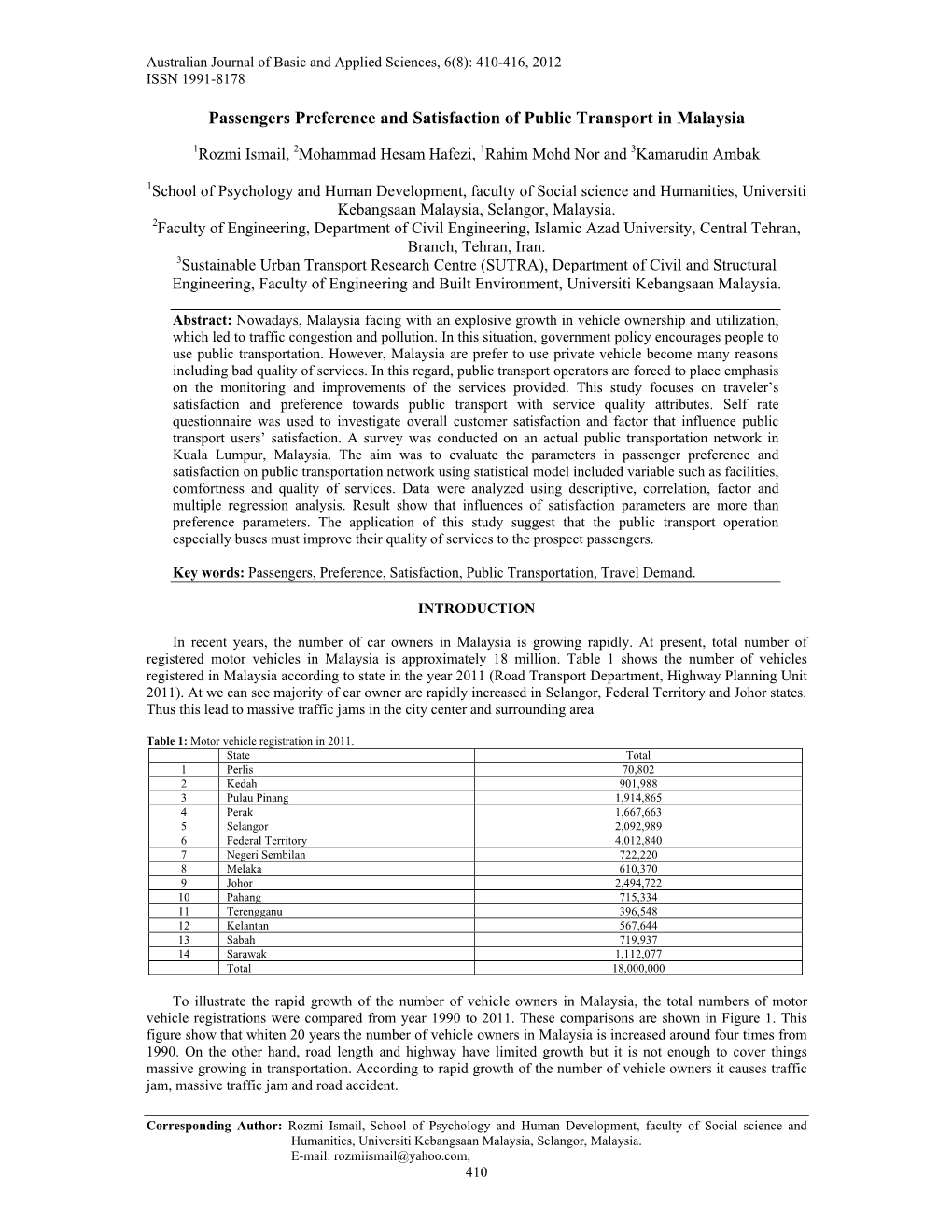 Passengers Preference and Satisfaction of Public Transport in Malaysia