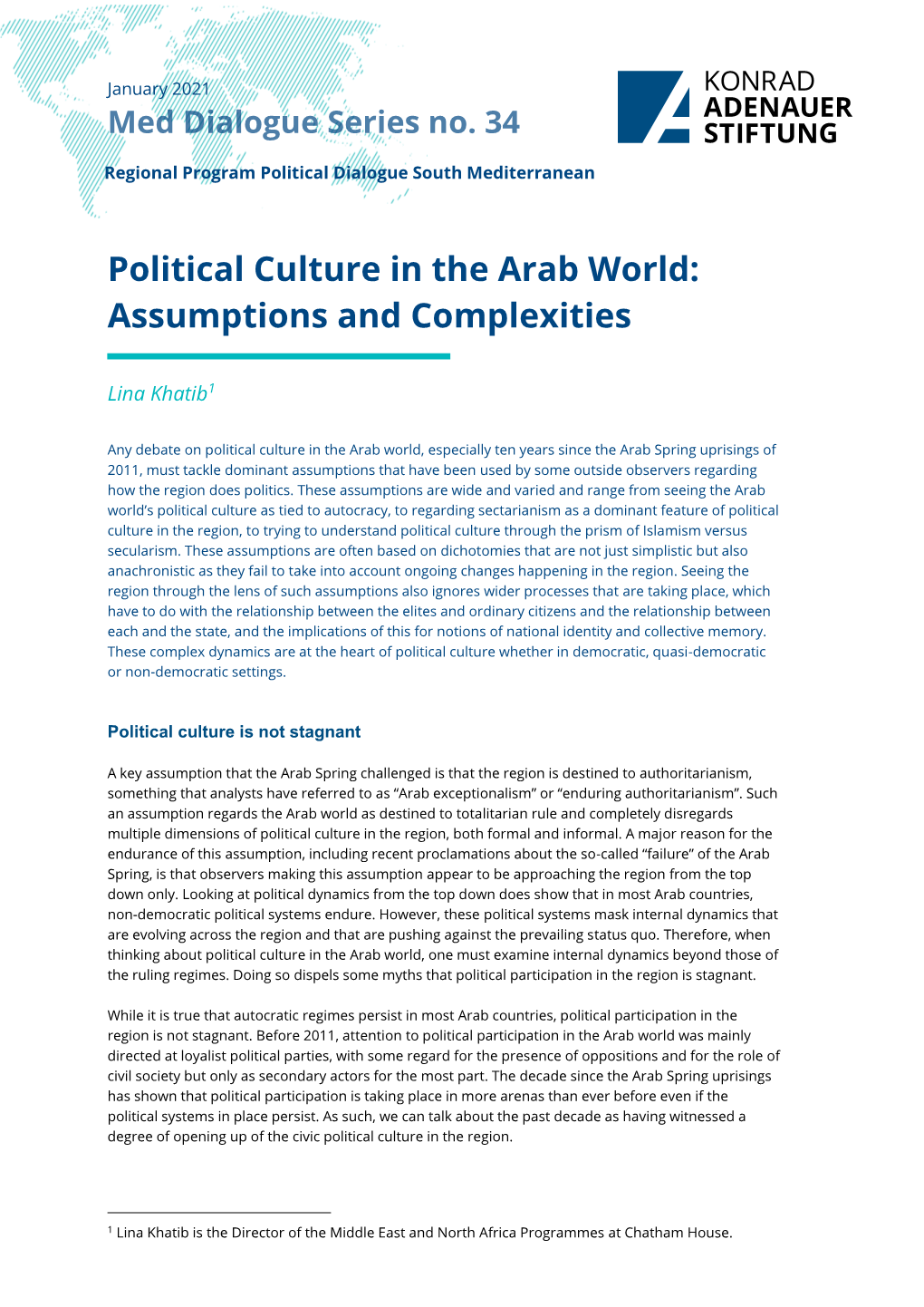 Political Culture in the Arab World: Assumptions and Complexities