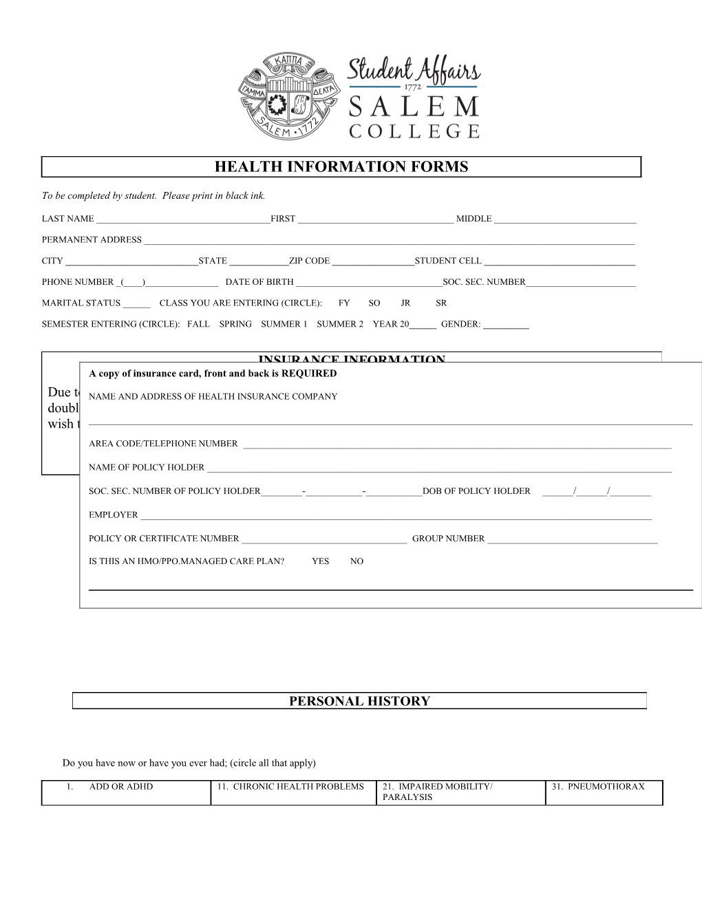 Medical History Form s1