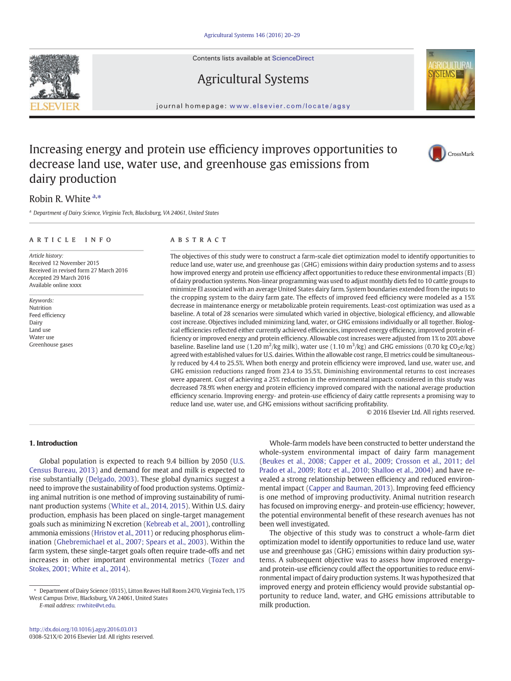 Increasing Energy and Protein Use Efficiency