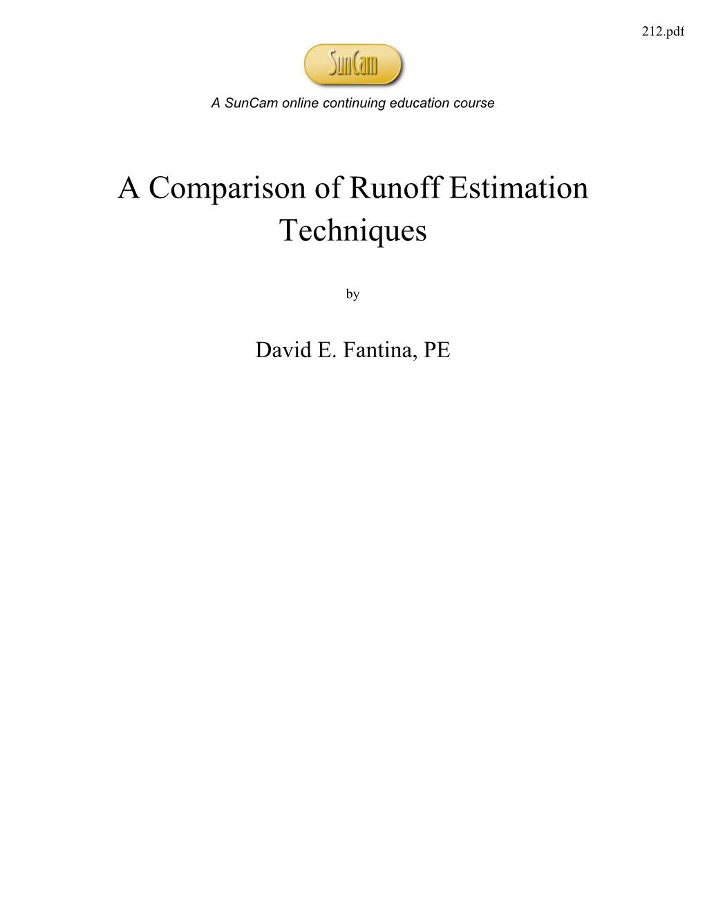 A Comparison of Runoff Estimation Techniques