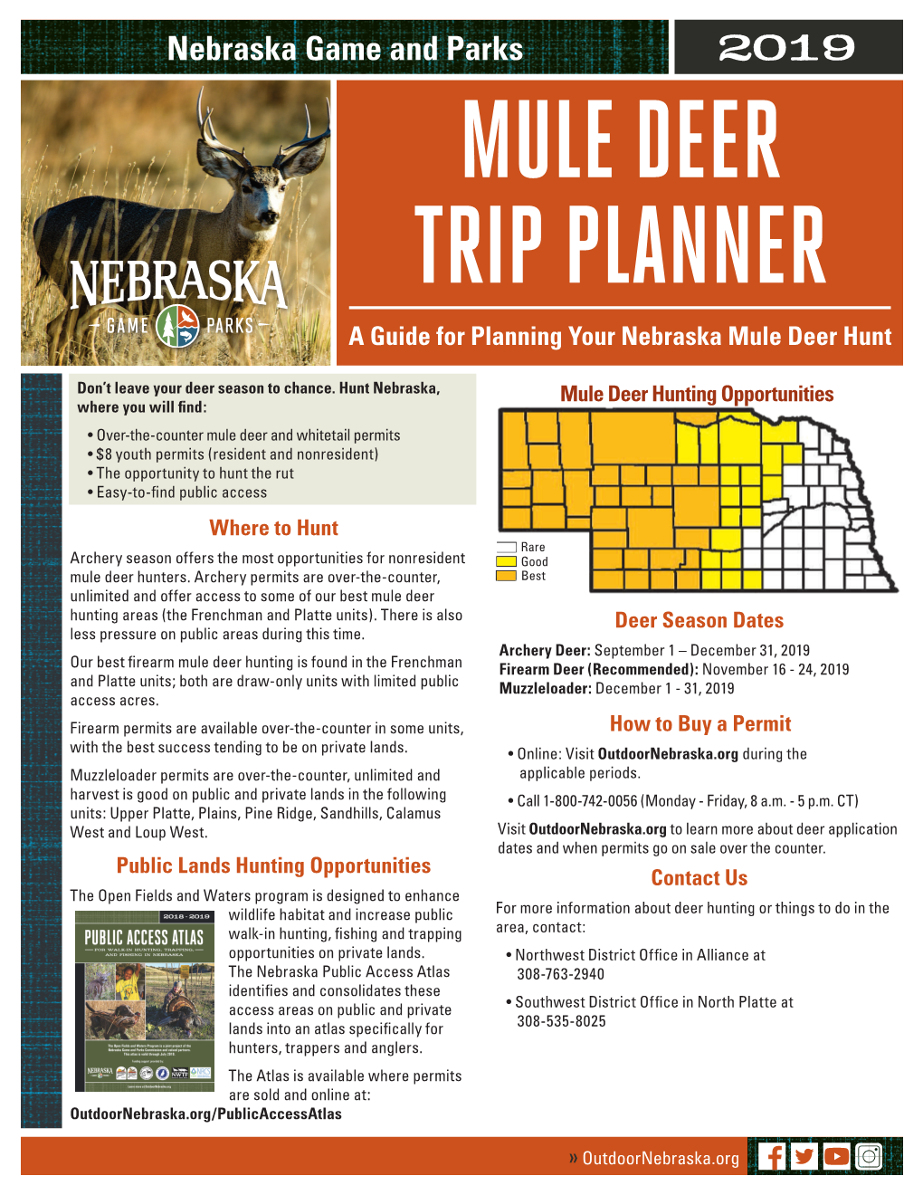 MULE DEER TRIP PLANNER a Guide for Planning Your Nebraska Mule Deer Hunt