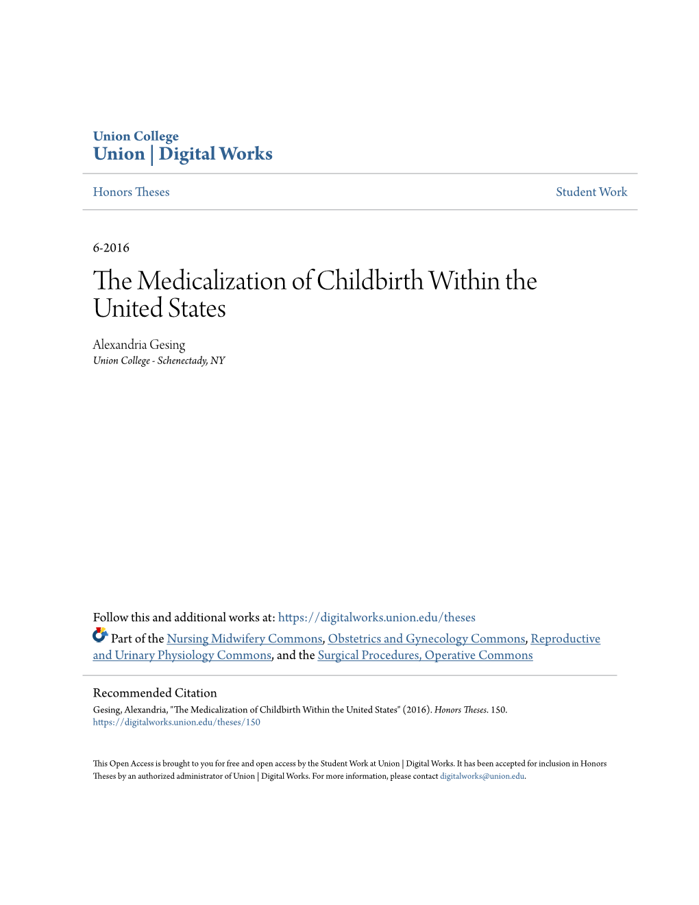 The Medicalization of Childbirth Within the United States