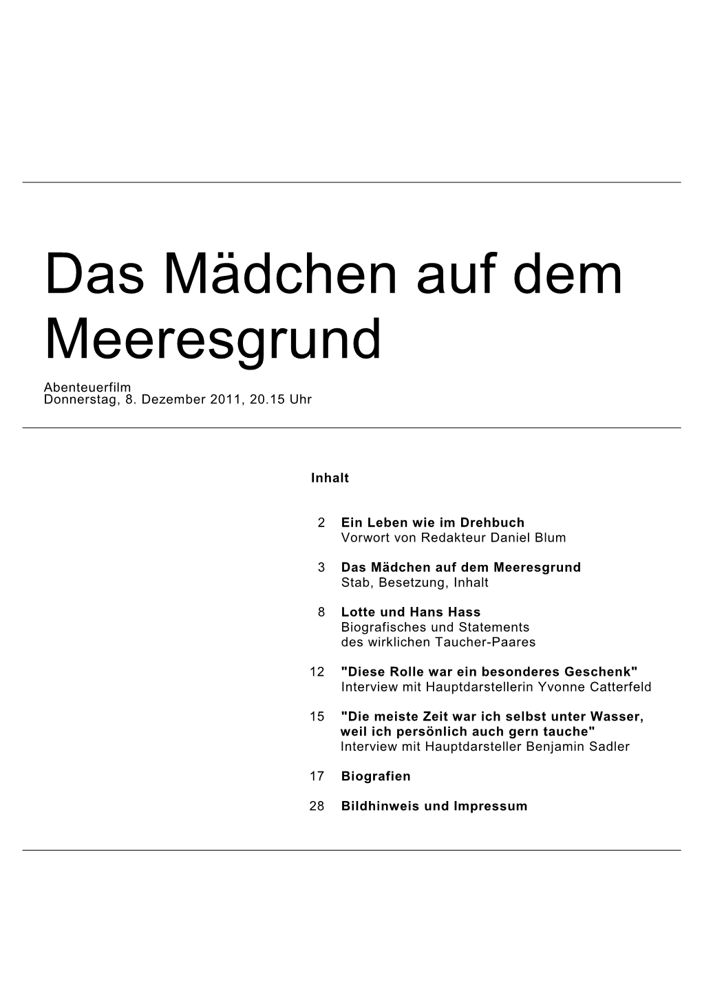 Das Mädchen Auf Dem Meeresgrund