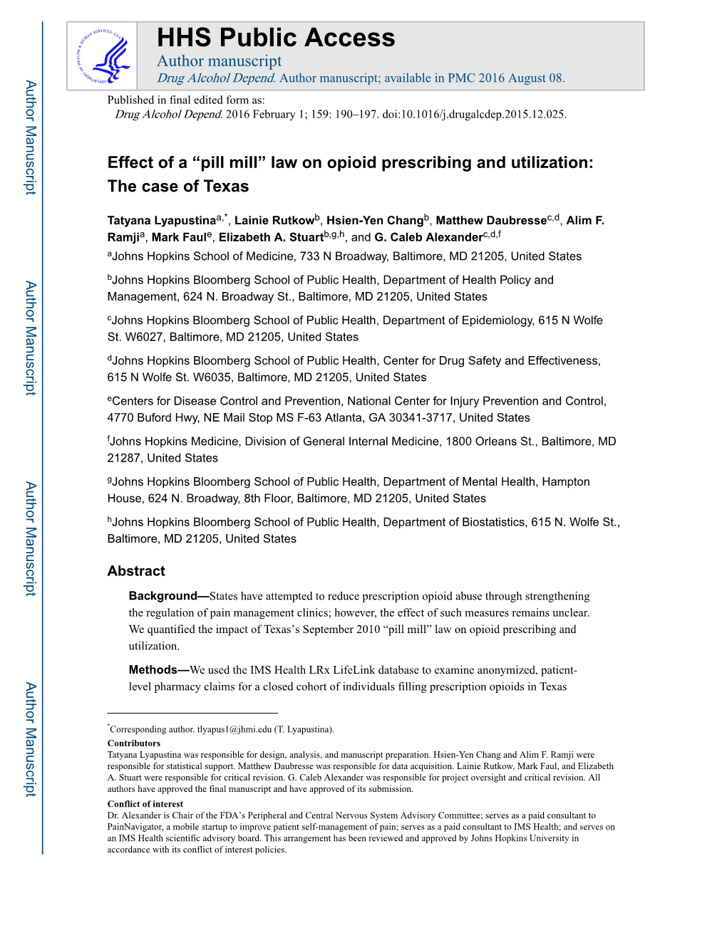 “Pill Mill” Law on Opioid Prescribing and Utilization: the Case of Texas