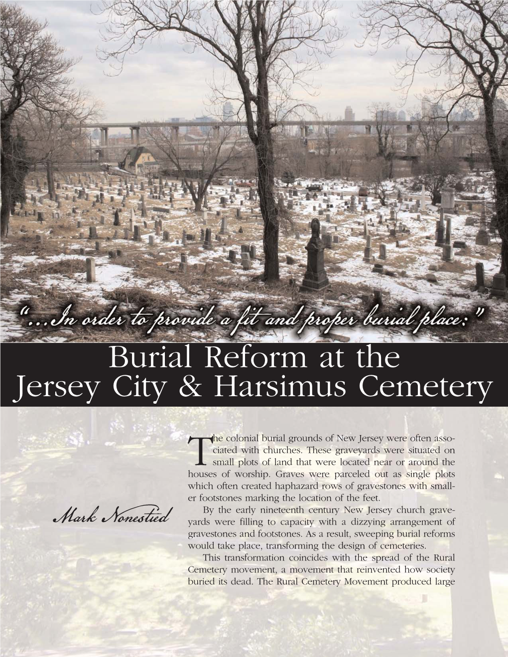 Burial Reform at the Jersey City & Harsimus Cemetery