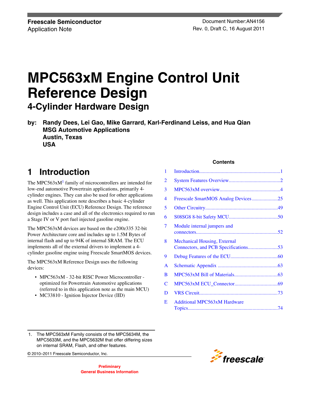 Mpc563xm Engine Control Unit Reference Design