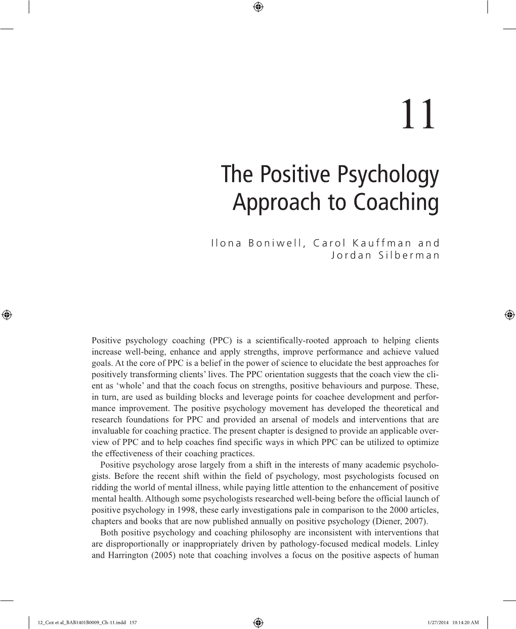 The Positive Psychology Approach in Coaching, The