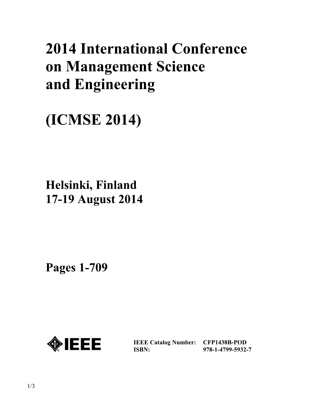 2014 International Conference on Management Science and Engineering