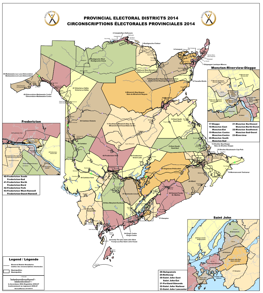 Provincial Electoral Districts 2014 Circonscriptions Électorales Provinciales 2014
