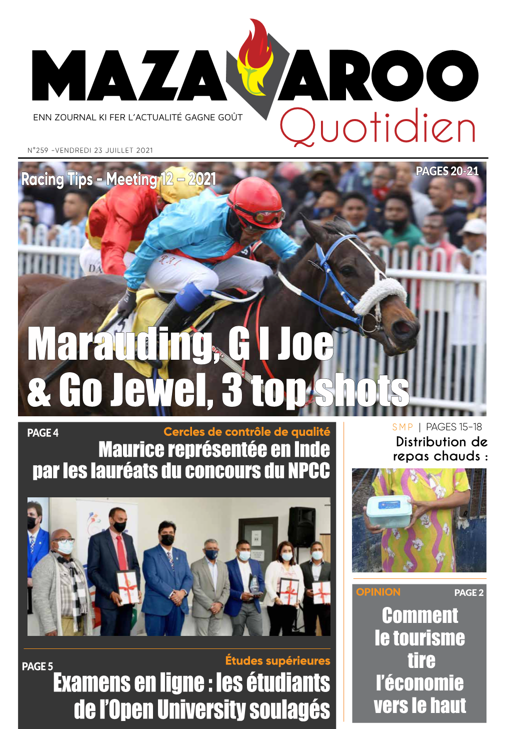 Quotidien N°259 -VENDREDI 23 JUILLET 2021 PAGES 20-21 Racing Tips - Meeting 12 – 2021