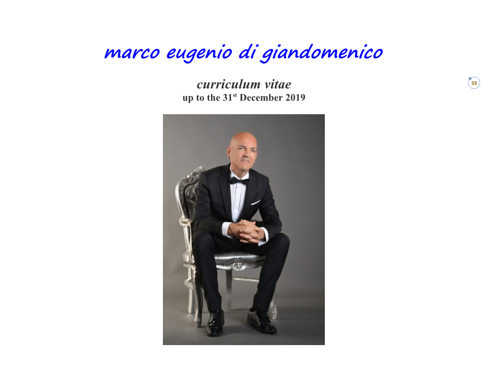 Up to the 31St December 2019 Marco Eugenio Di Giandomenico