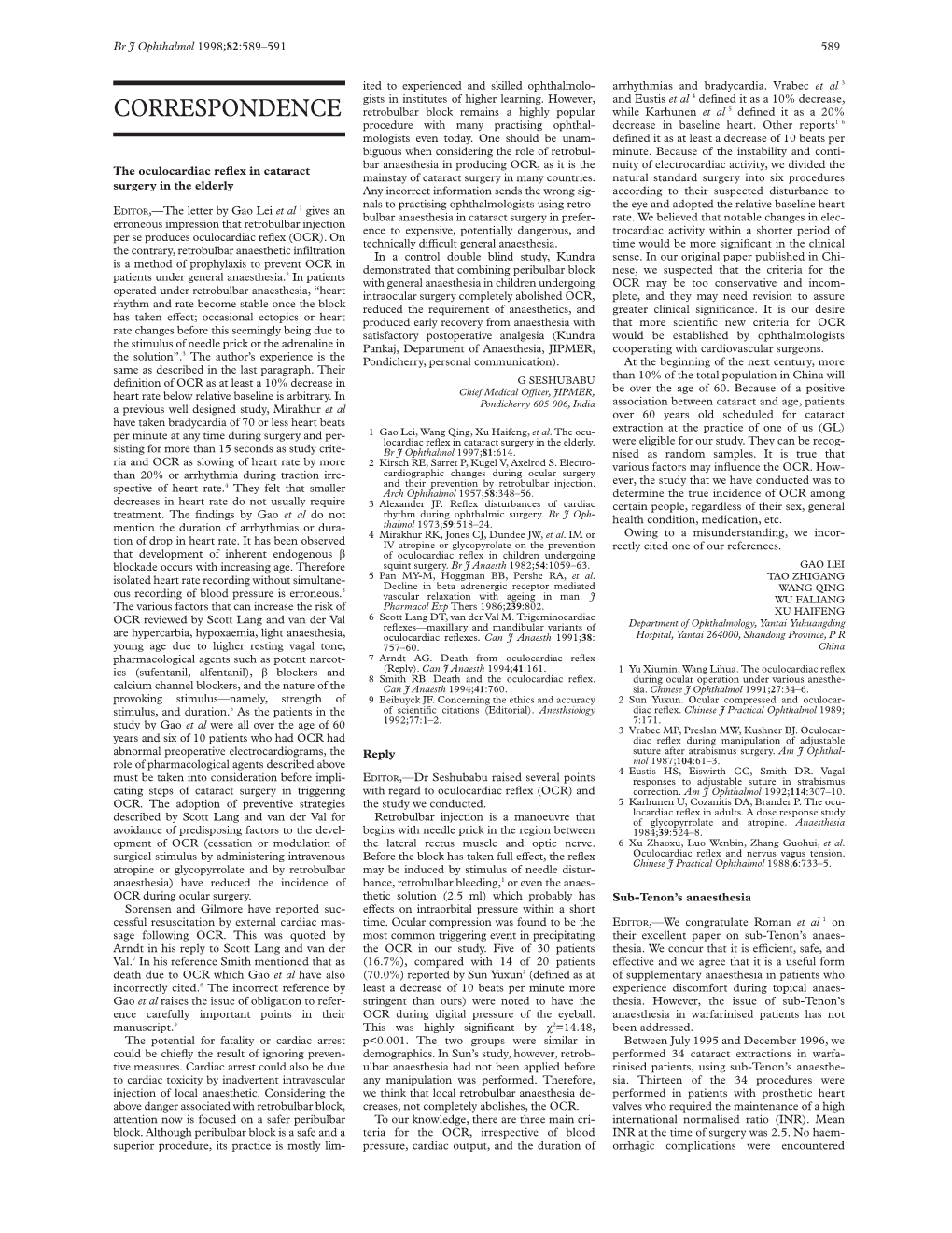 Sub-Tenon's Anaesthesia