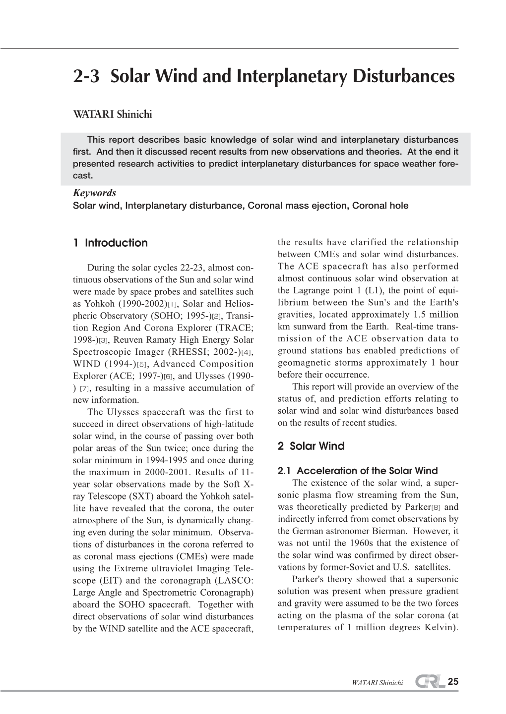 Solar Wind and Interplanetary Disturbances