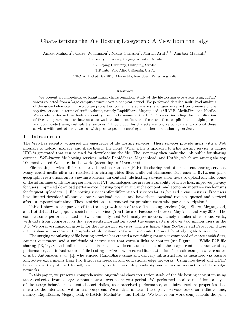 Characterizing the File Hosting Ecosystem: a View from the Edge