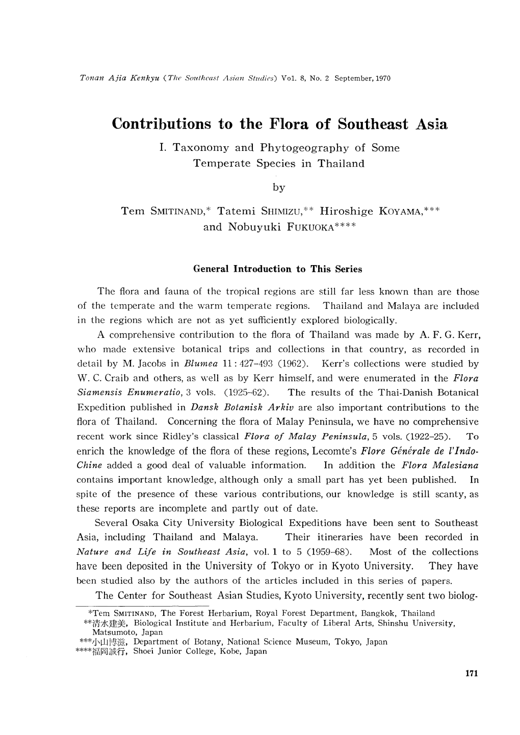 Contributions to the Flora of Southeast Asia I